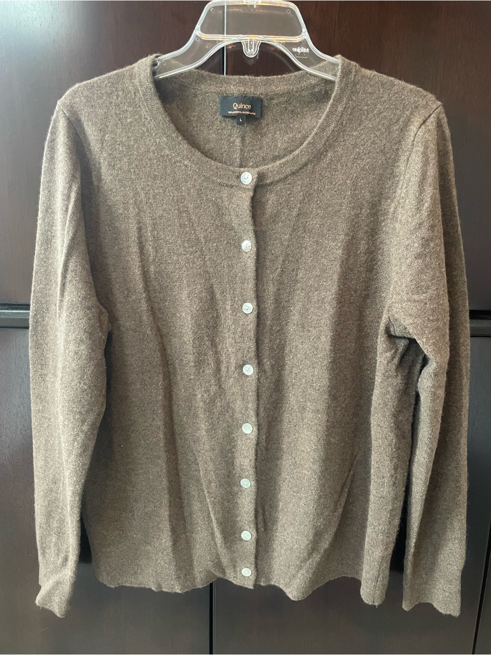 Quince Women's Chocolate Brown Button-Front 100% Cashmere Cardigan